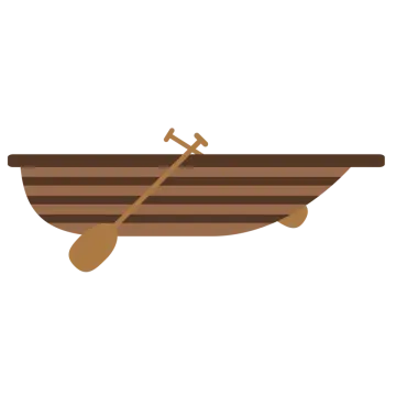 a boat with a wooden paddle on it
