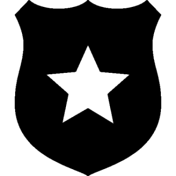 a black and white image of a police badge