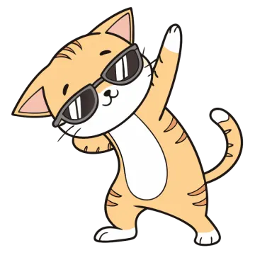a cartoon cat wearing sunglasses and waving