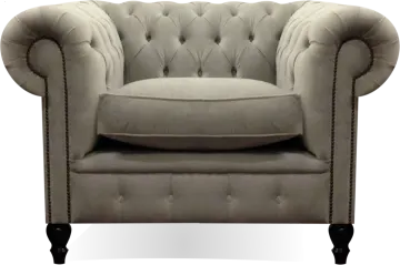 a grey velvet chesterfield chair