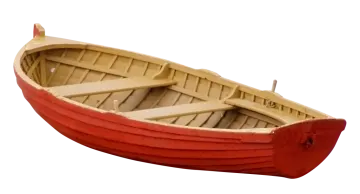 a red and white boat on a white background
