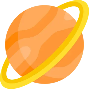 an orange saturn with a ring around it