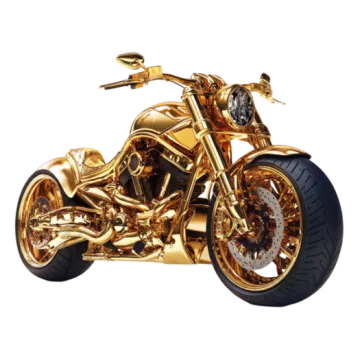 a gold motorcycle on a white background