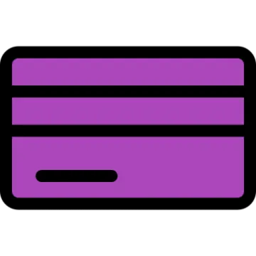 a purple credit card on a white background