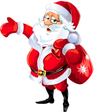 a santa claus holding a bag of presents