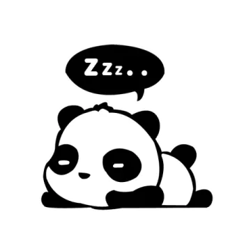a black and white panda with a speech bubble