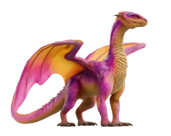 a purple and orange dragon with wings spread