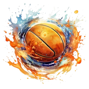 a basketball ball in the water with splashs