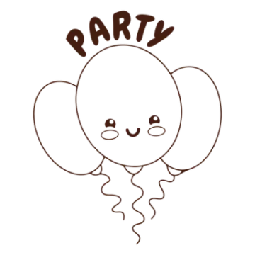 a cartoon balloon with the word party on it