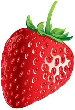a red strawberry with green leaves on it