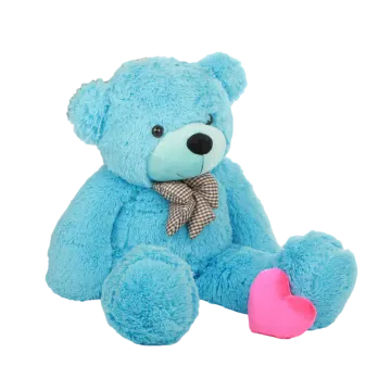a blue teddy bear with a pink heart