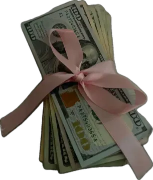 a bunch of money tied to a ribbon