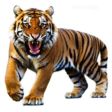 a close up of a tiger on a white background
