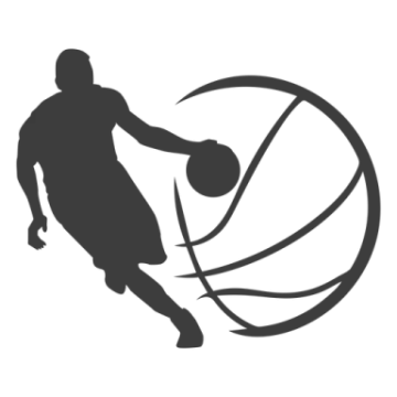 a silhouette of a basketball player with a ball