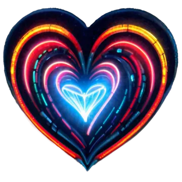 a heart shaped balloon with neon lights on it