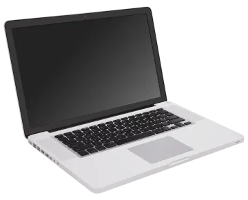 an open laptop computer on a white background