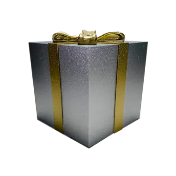 a black and gold gift box with a bow