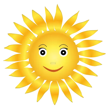 a cartoon sun with a smiling face