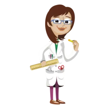 a female doctor holding a measuring ruler