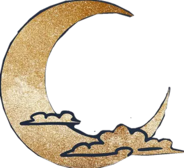 a gold crescent with the moon in the middle
