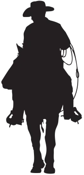 a cowboy silhouetted on a white background