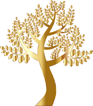 a gold tree with lots of coins