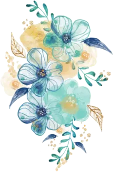 a painting of blue flowers on a white background