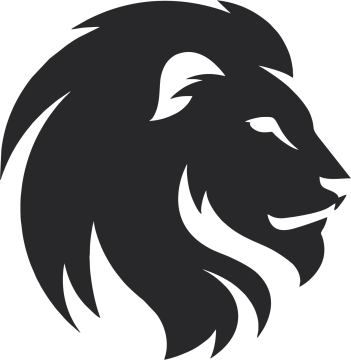 a black and white lion head