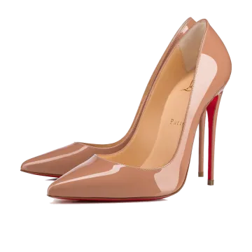 a pair of nude colored christiane pumps