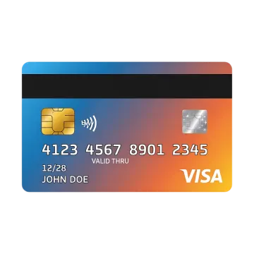 a visa card with an orange background