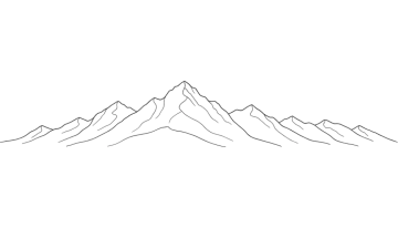 a black and white drawing of mountains