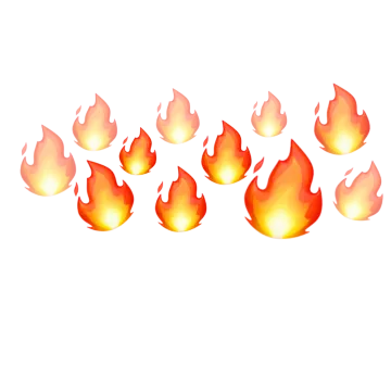 a group of fire flames on white background