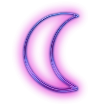 a pink and blue crescent on a white background