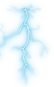 a blue lightning bolt on a white background