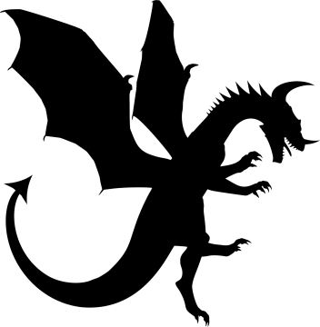 a black and white silhouette of a dragon