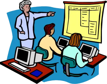 a man and woman are working on computers