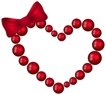 a heart made out of red balls with a bow