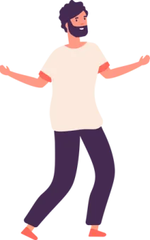 a person in a white shirt and black pants