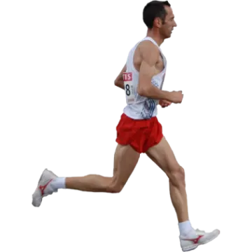 a man running on a white background