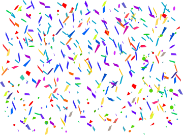 a white background with many colored confe