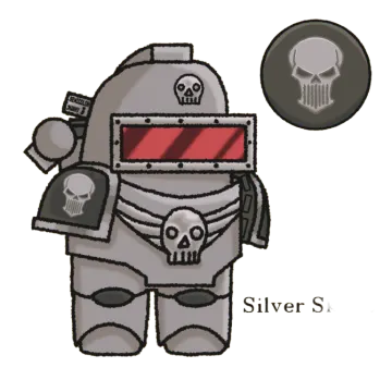 a drawing of a robot with a skull on his chest