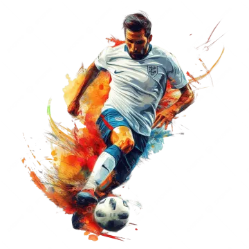 a painting of a soccer player kicking the ball