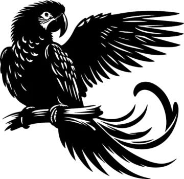 a black and white silhouette of an eagle sitting on a branch