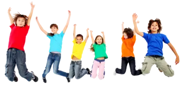 a group of children jumping in the air