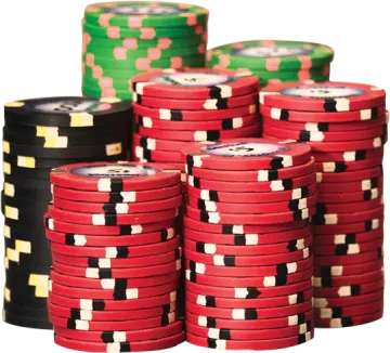 a pile of poker chips on a white background