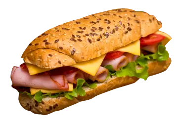 a close up of a sandwich with meat and cheese
