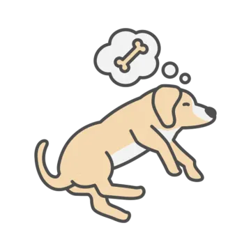 a dog with a thought bubble above its head