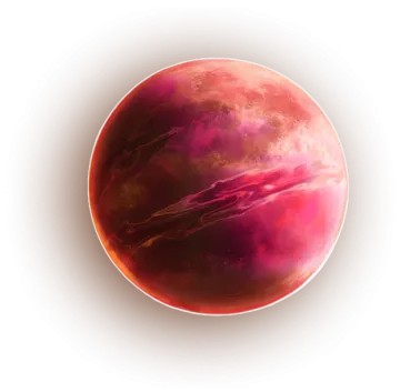 a red planet with a white background