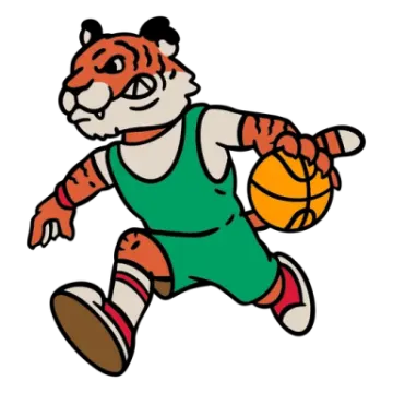 a cartoon of a tiger playing basketball