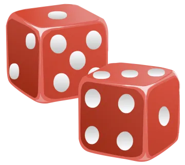 two red dice with white dots